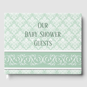 Guest Book - Soft Jade Damask