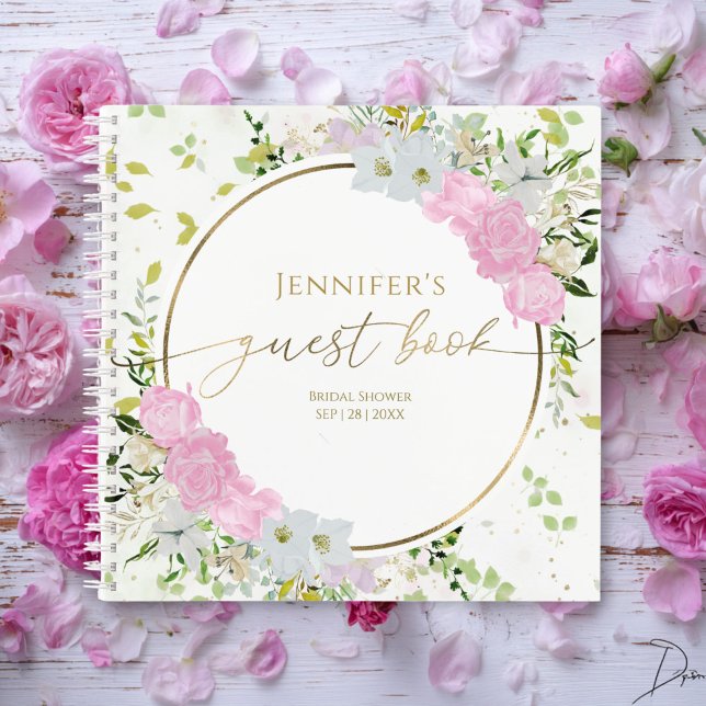 Guest Book Spring Bridal Shower Gilded Wildflower (Creator Uploaded)