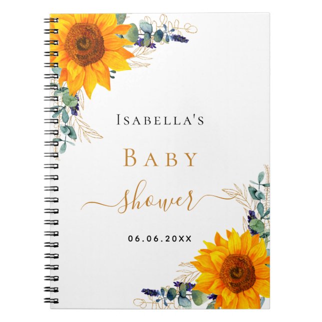 Guest book sunflowers eucalyptus baby shower (Front)