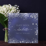 Guest book Sweet 16 navy blue silver glitter<br><div class="desc">A stylish navy blue background with faux silver glitter,  sparkles. The blue colour is uneven. Add your name,  age,  date</div>