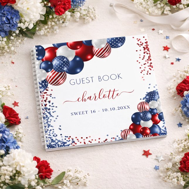 Guest book Sweet 16 patriotic red white blue  (Creator Uploaded)
