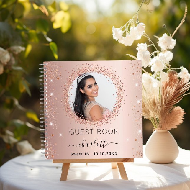 Guest book Sweet 16 rose gold bow photo (Creator Uploaded)