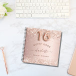 Guest book Sweet 16 rose gold glitter blush<br><div class="desc">A guestbook for a feminine and glamourous Sweet 16,  16th birthday party.  A stylish rose gold faux metallic looking background with faux glitter dust. Add your name,  text.</div>