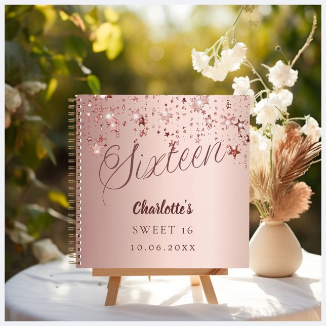 Guest book Sweet 16 rose gold stars (Creator Uploaded)