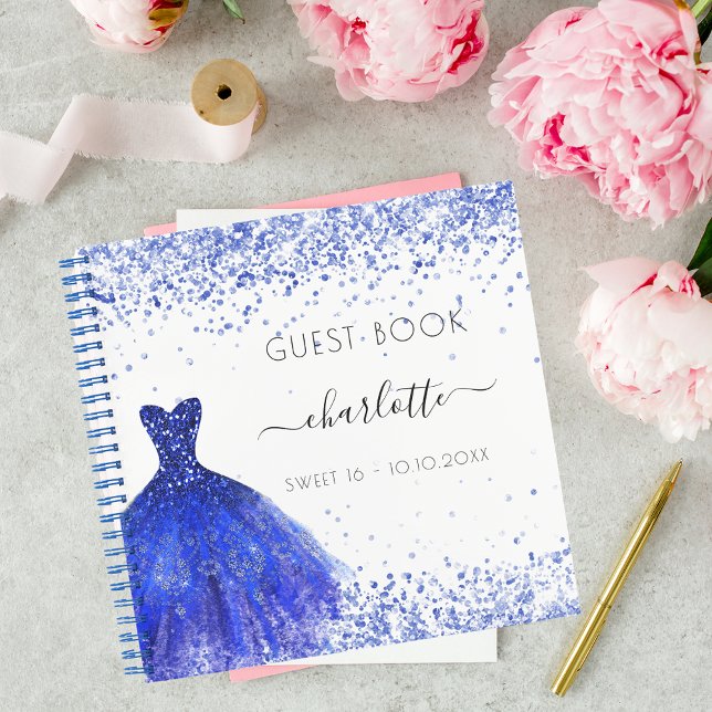 Guest book Sweet 16 royal blue dress white (Creator Uploaded)