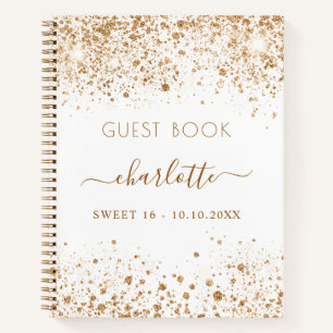 Guest book SWEET 16 white gold glitter name