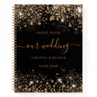 Guest book wedding black gold glitter monogram