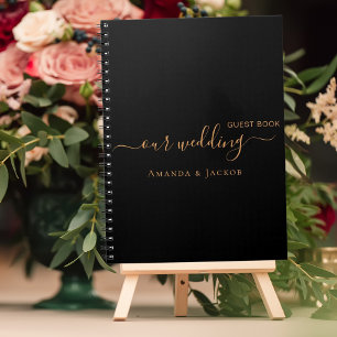 Guest book wedding black gold name