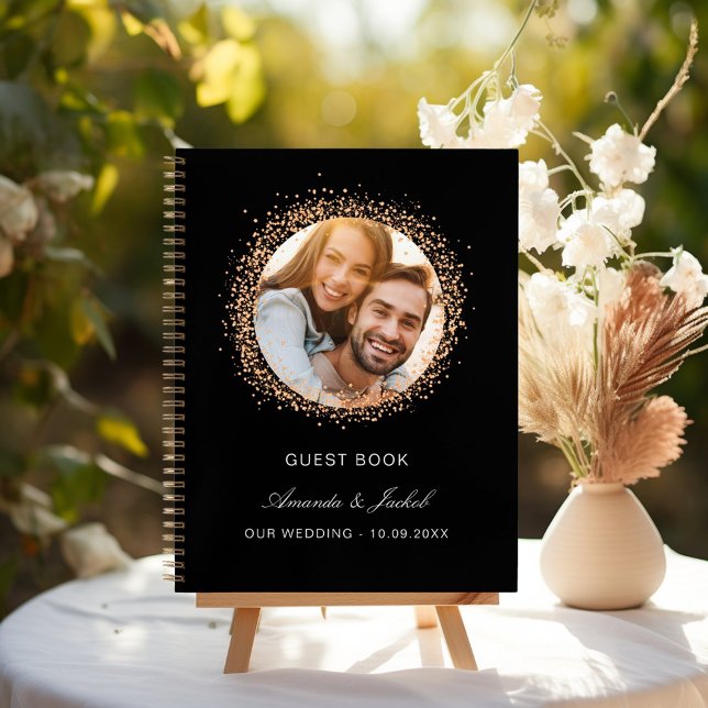 Guest book wedding black rose gold photo (Creator Uploaded)