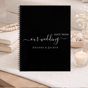 Guest book wedding black white name