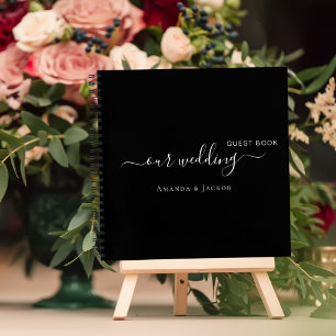 Guest book wedding black white name