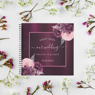 Guest book wedding burgundy pink flowers