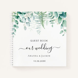 Guest book wedding eucalyptus greenery woodland