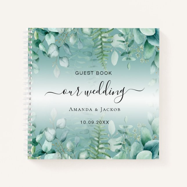 Guest book wedding eucalyptus greenry woodland (Front)