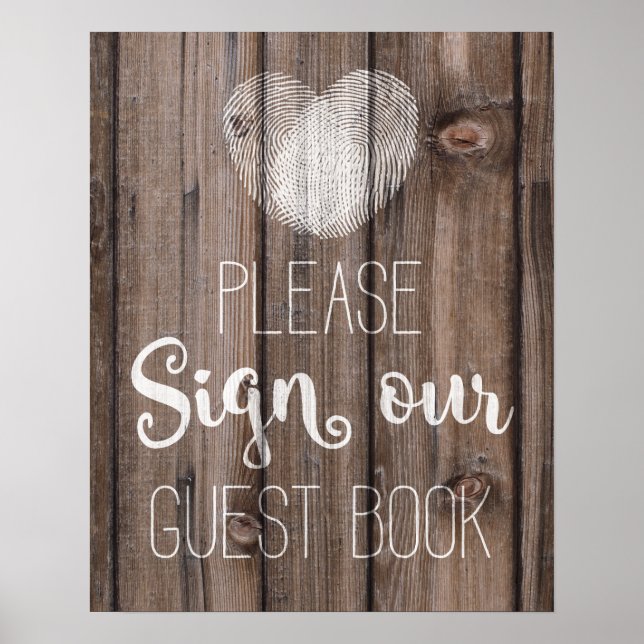 Guest book wedding floral rustic wood wedding sign (Front)