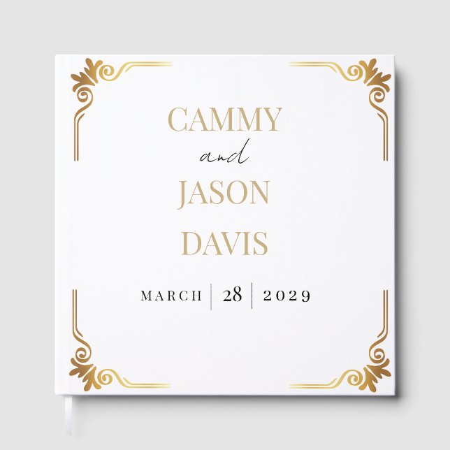 Guest Book Wedding Gold Corner Frame  (Front)