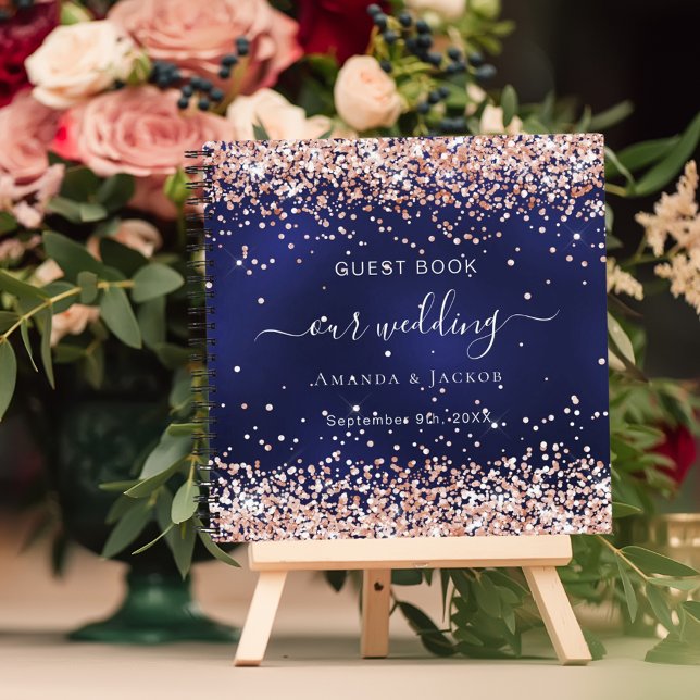 Guest book wedding navy blue rose gold (Creator Uploaded)