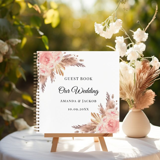 Guest Book Wedding pampas grass beige pink (Creator Uploaded)