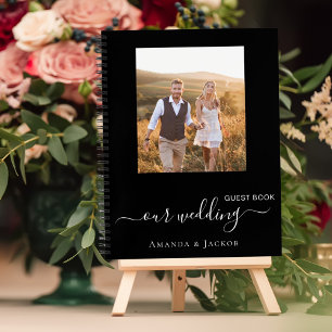 Guest book wedding photo black white modern