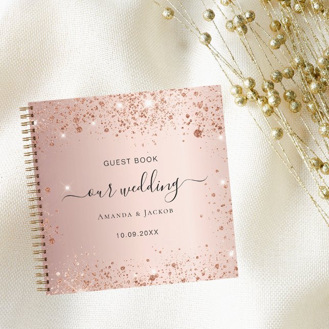 Guest book wedding rose gold blush glitter names (Creator Uploaded)