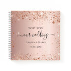 Guest book wedding rose gold names script