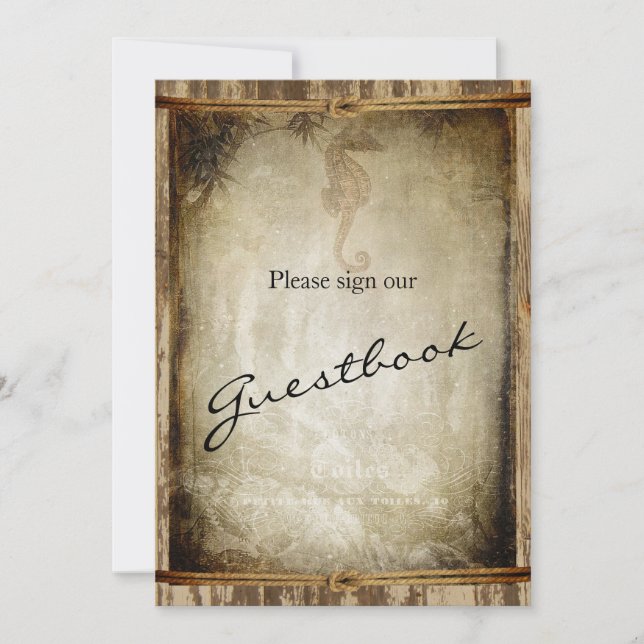 Guest Book Wedding Sign - Nautical Wood Invitation (Front)