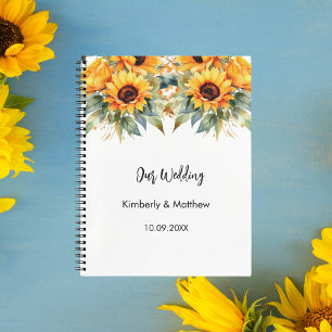 Guest book wedding sunflowers watercolor