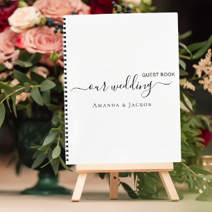 Guest book wedding white black modern
