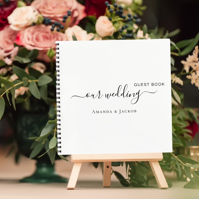 Guest book wedding white black names modern (Creator Uploaded)
