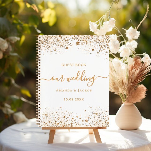 Guest book wedding white gold glitter (Creator Uploaded)