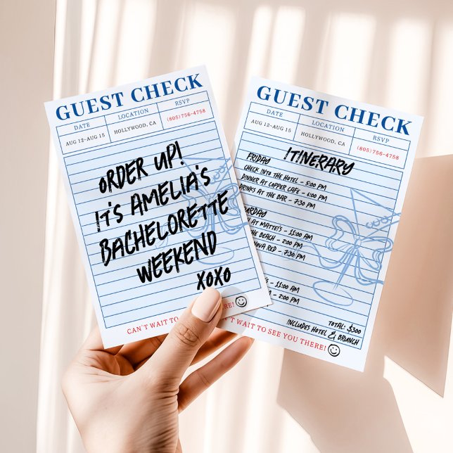 Guest Check Bachelorette Cocktail Weekend Invitation (Creator Uploaded)