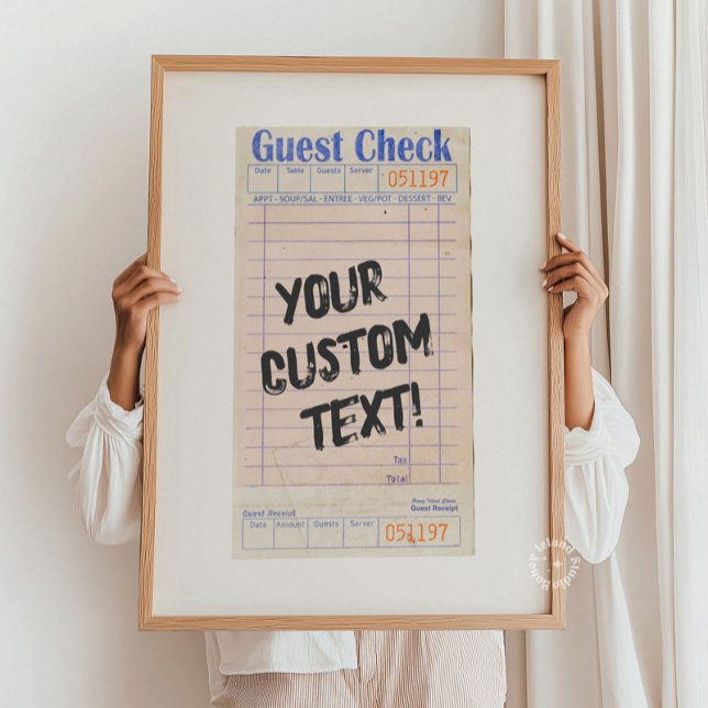 Guest Check Custom Personalised  Poster (Guest Check Custom Personalized Poster)