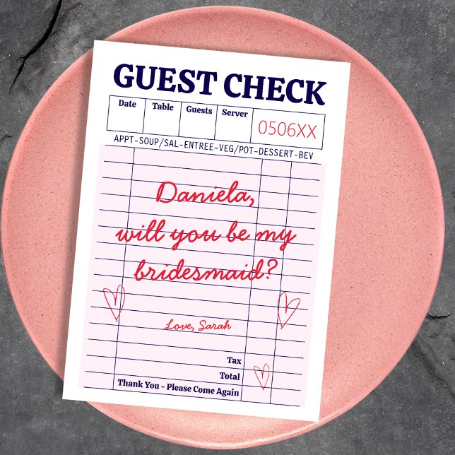 Guest Check Handwritten Be My Bridesmaid Invitation (Guest Check Handwritten Be My Bridesmaid Invitation)