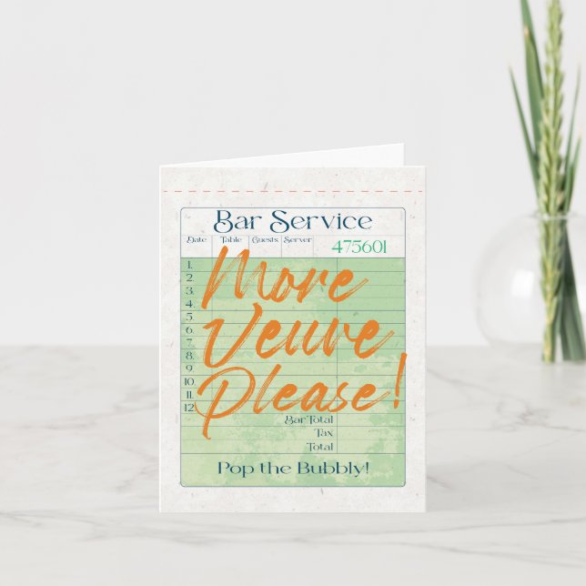 Guest Check Receipt Champagne Pop the Bubbly  Holiday Card (Front)