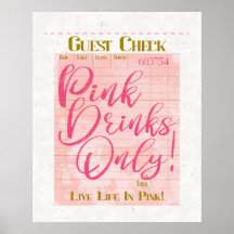 Guest Check Receipt Pink Drinks Preppy Feminine