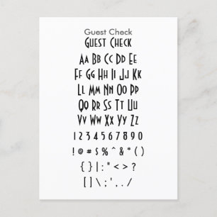 Guest Check - Zazzle Font Sampler Sheet Postcard