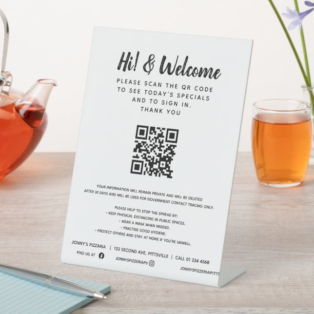 Guest contactless QR code business custom Pedestal Sign (In SItu)