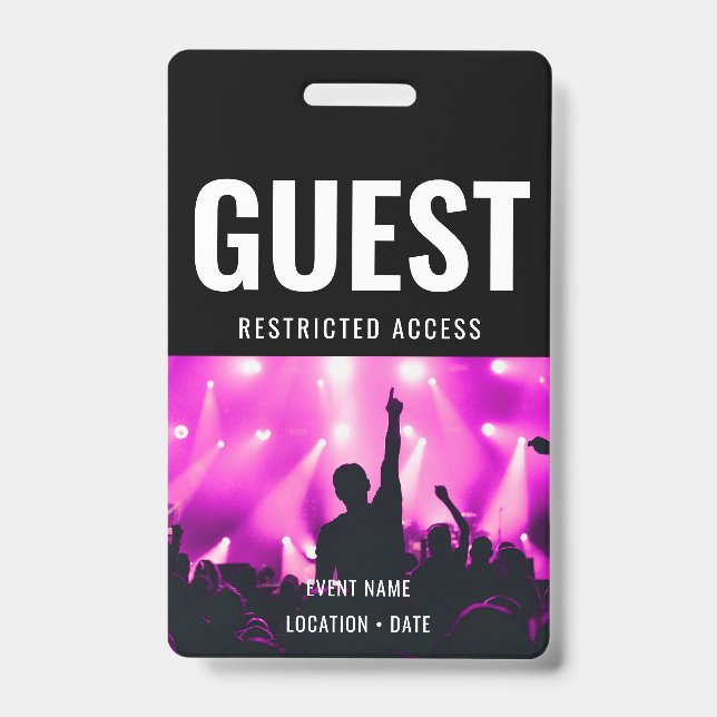 Guest Custom Name All Access Pass ConcertStaff Cus ID Badge (Front)