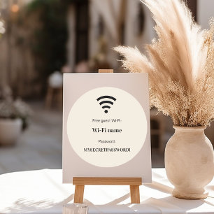 Guest customer wifi network password beige classic round sticker