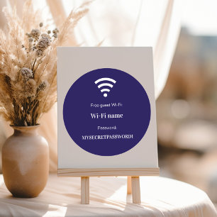Guest customer wifi network password blue classic round sticker