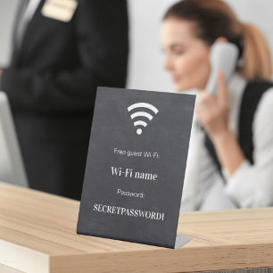 Guest customer wifi network password chalkboard pedestal sign