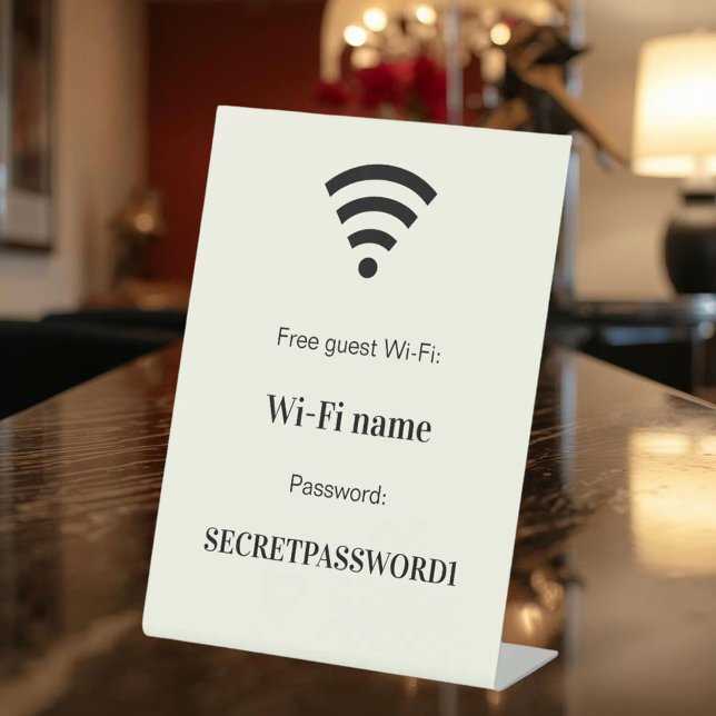 Guest customer wifi network password ivory pedestal sign (Creator Uploaded)