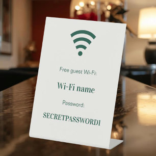 Guest customer wifi network password ivory pedestal sign