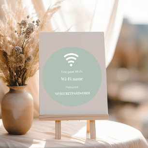 Guest customer wifi network password sage green classic round sticker