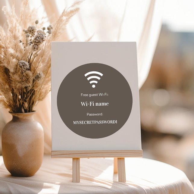 Guest customer wifi network password taupe brown classic round sticker (Creator Uploaded)
