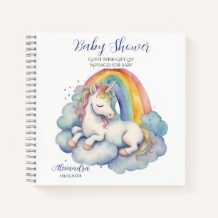 Guest Gift List Baby Unicorn Boy Baby Shower Notebook