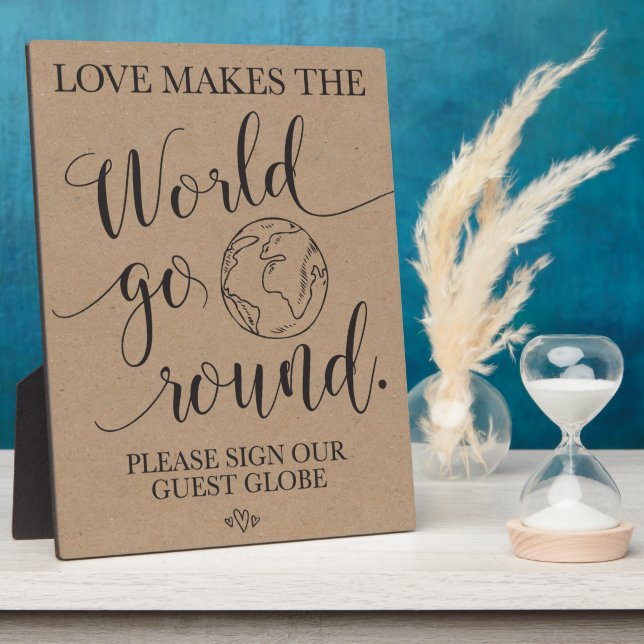Guest Globe Wedding Table Sign Plaque (Side)