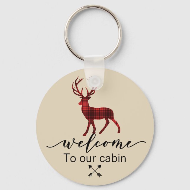 Guest House Rental Property Vacation Cabin Welcome Key Ring (Front)