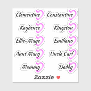 Guest List 10 Names Calligraphy Half Heart Pink 