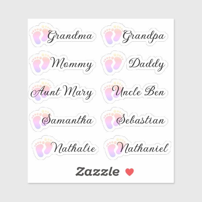 Guest List 10 Names Calligraphy Ombre Footprints  (Sheet)
